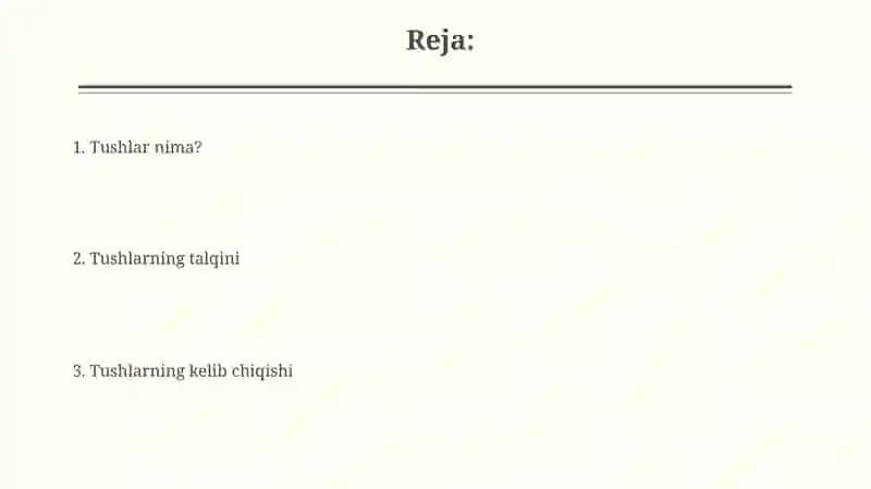 Tushlar nima? 2