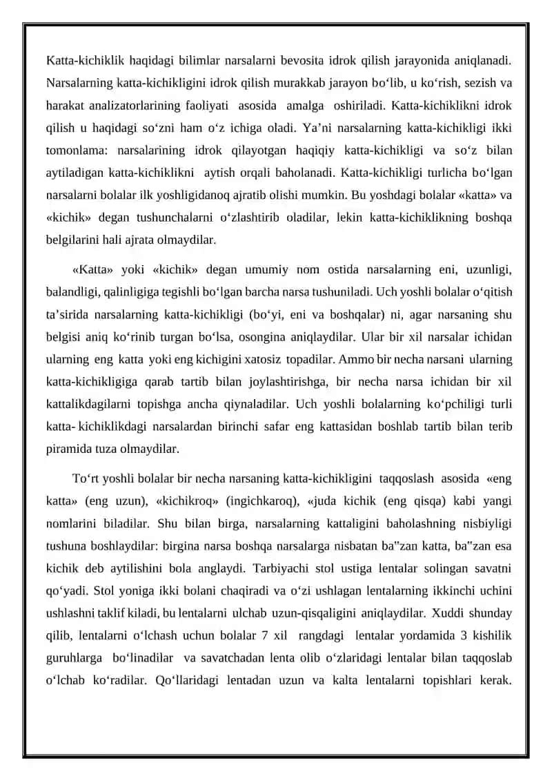 ILK YOSHDAGI BOLALARNING PREDMETLAR MIQDORINI IDROK QILISHINING 2