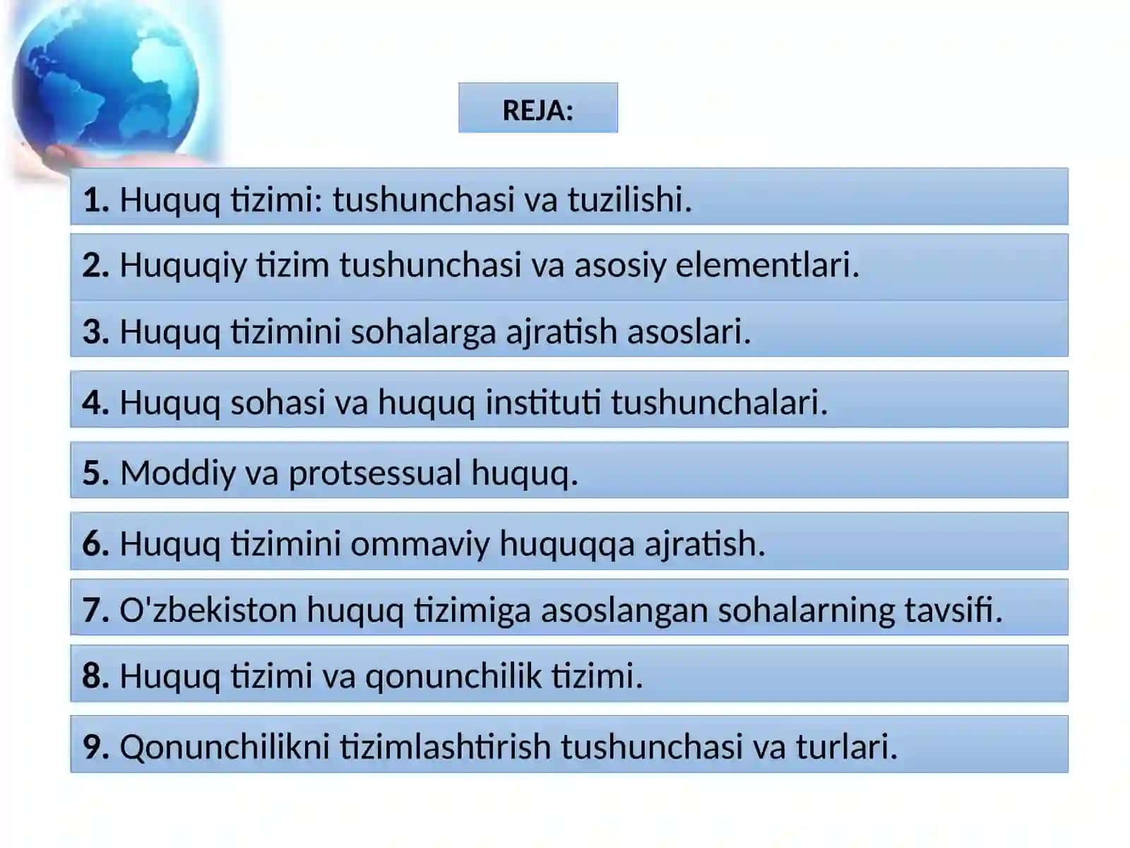 Huquq Tizimi va Huquqiy Tizim 2