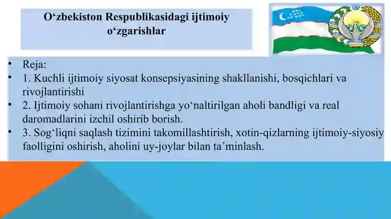 O‘zbekiston Respublikasidagi ijtimoiyo‘zgarishlar 2