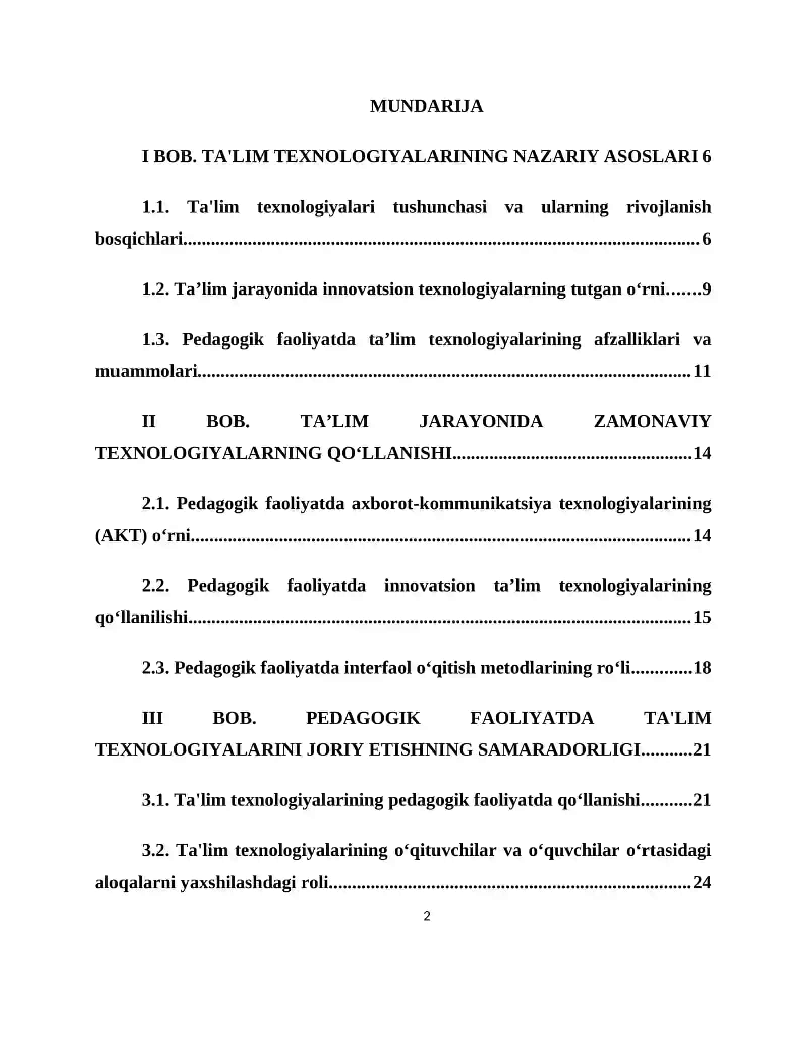 BOB. TA'LIM TEXNOLOGIYALARINING NAZARIY ASOSLARI 2