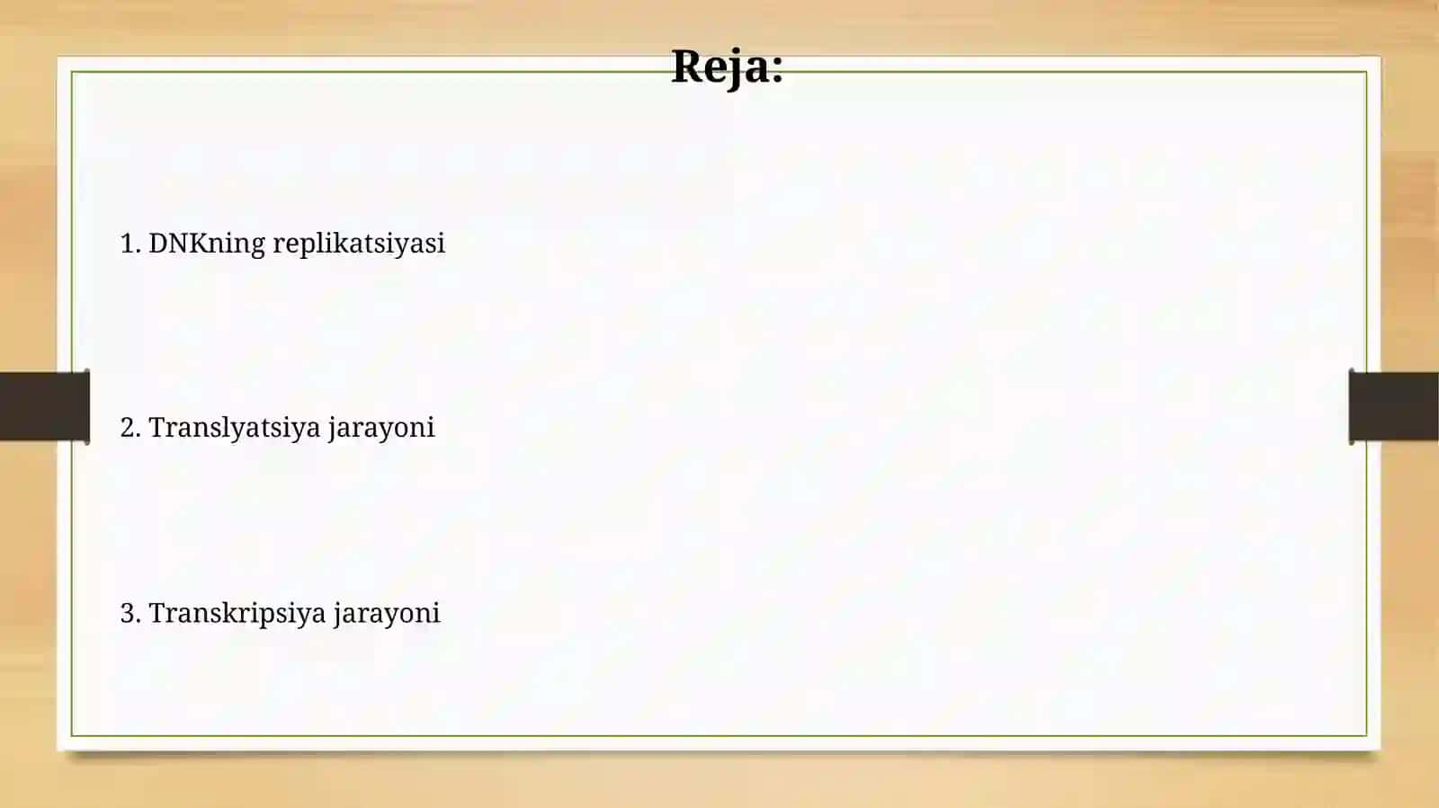 Hujayrada transkripsiya,translyatsiya va replikatsiya jarayonlari 2