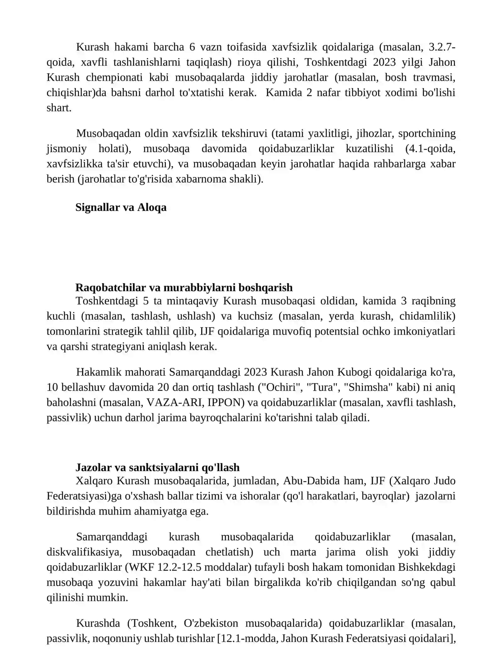 Kurash sport turida hakamlar mahorati 2