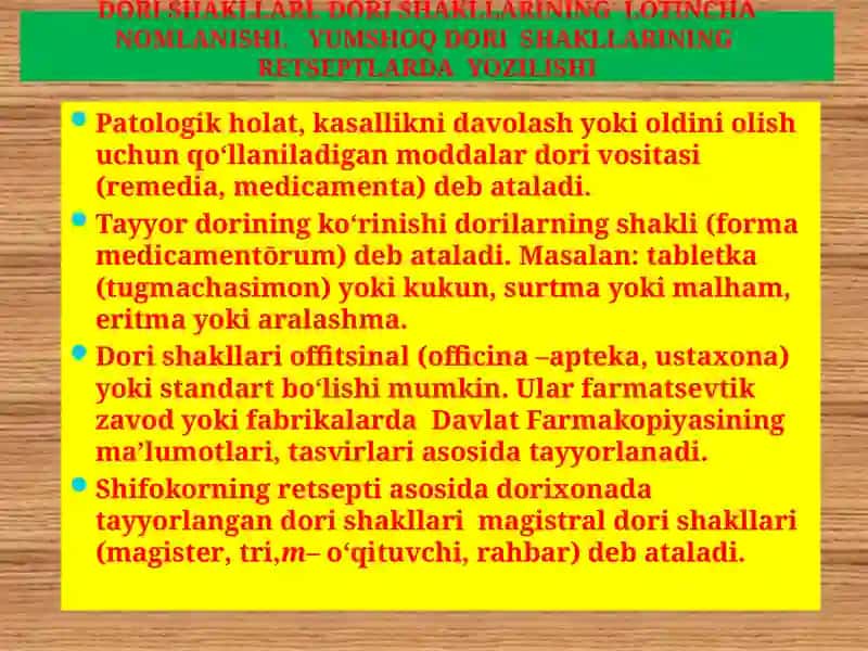 Dori Shakllari DORI SHAKLLARINING LOTINCHA NOMLANISHI.  QATTIQ VA YUMSHOQ DORI SHAKLLARINING  RETS 2