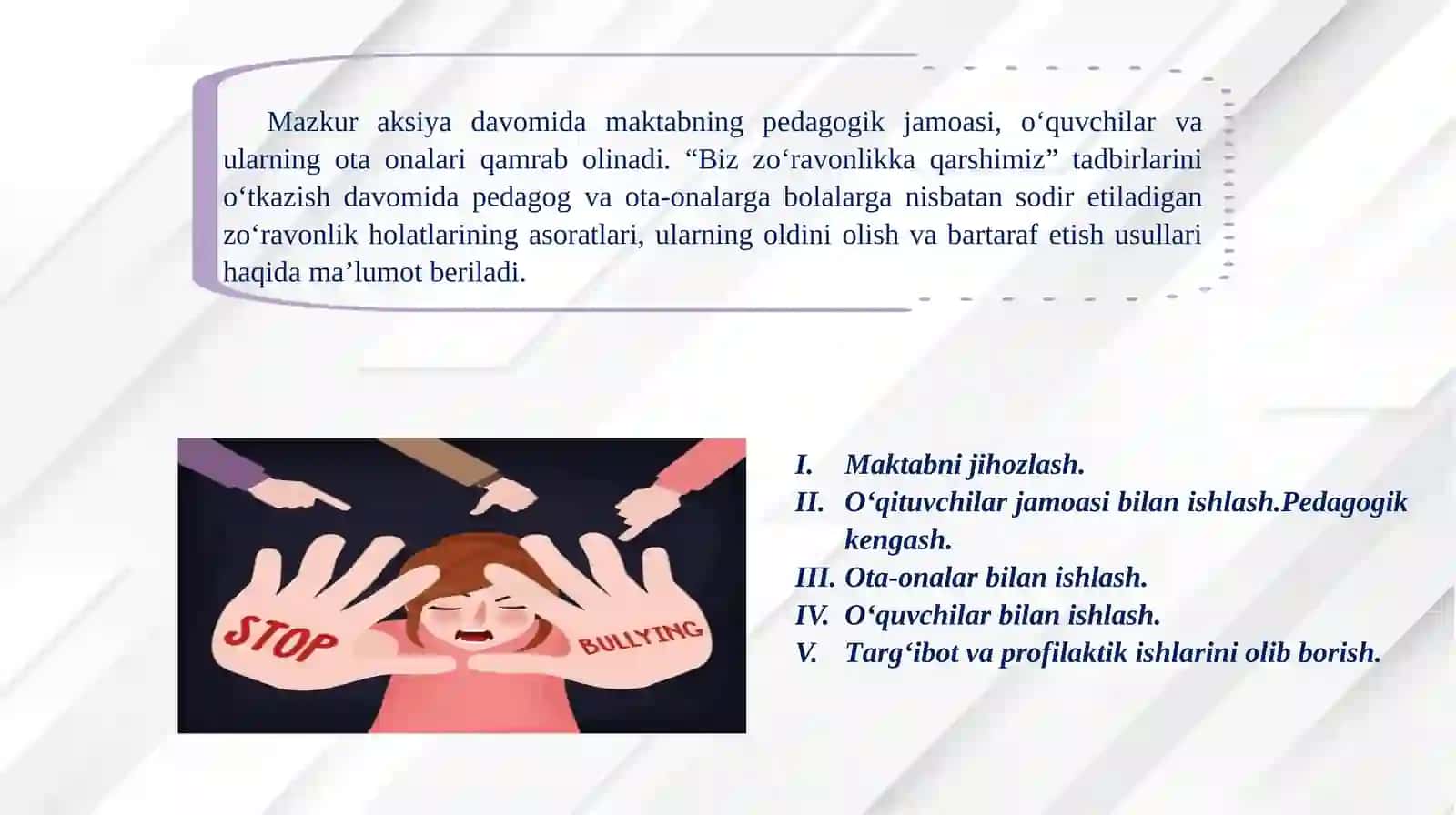 “Biz zoʻravonlikka qarshimiz” tadbirini oʻtkazish boʻyicha uslubiy tavsiyalar 2