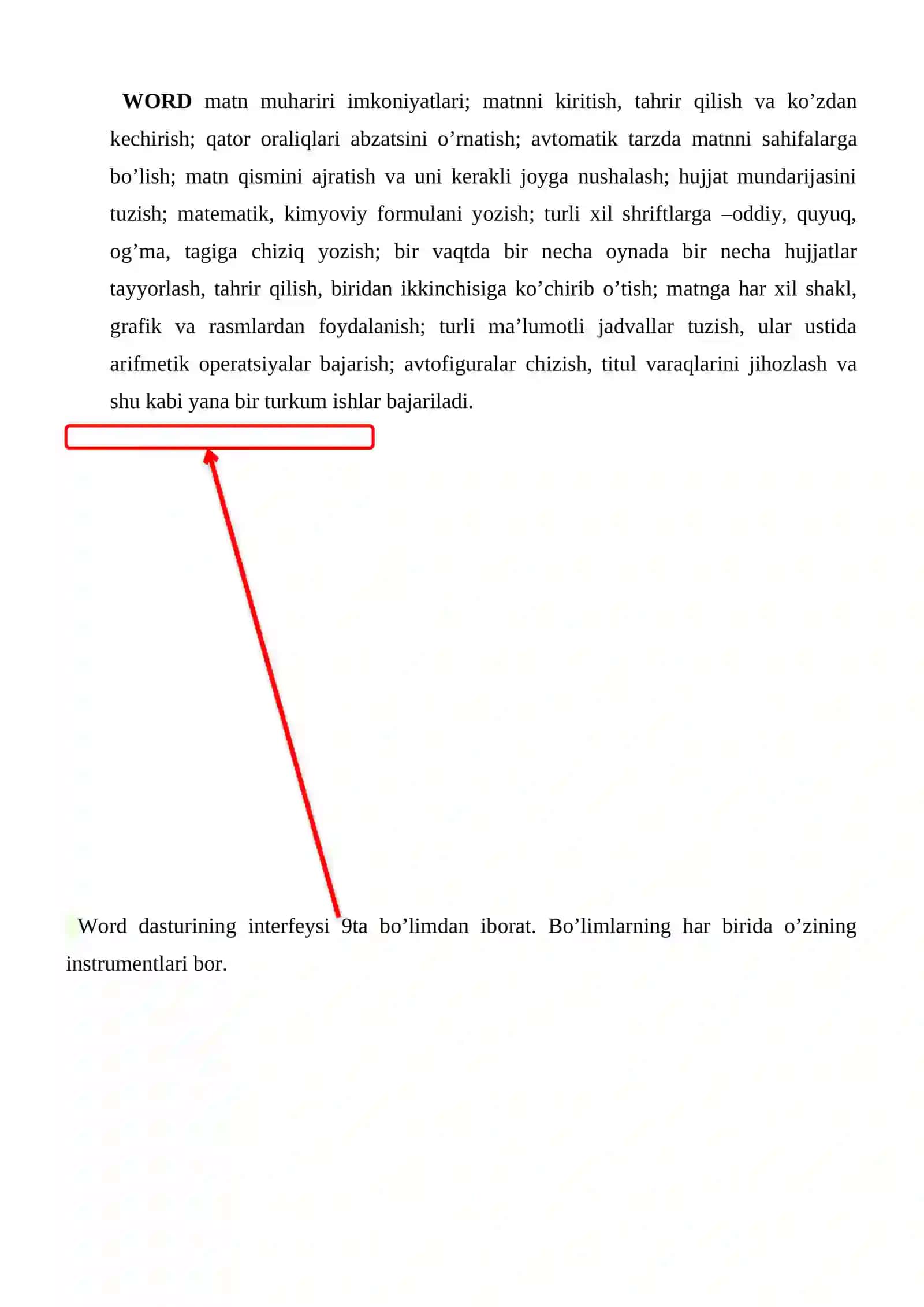 Word dasturida ishlash boʻyicha referat 2