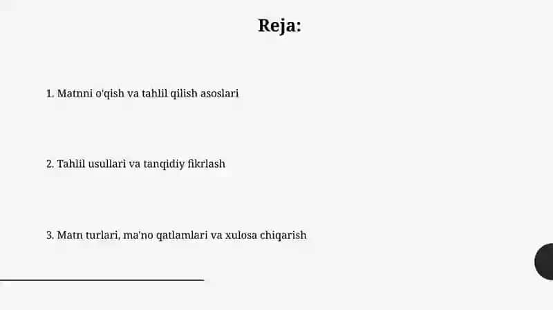 Matnni o'qish va tahlil qilish 2