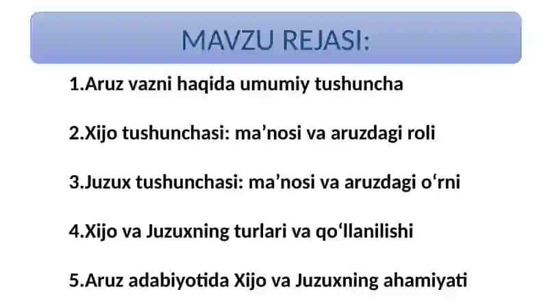 ARUZDA XIJO JUZUX TUSHUNCHASI 2