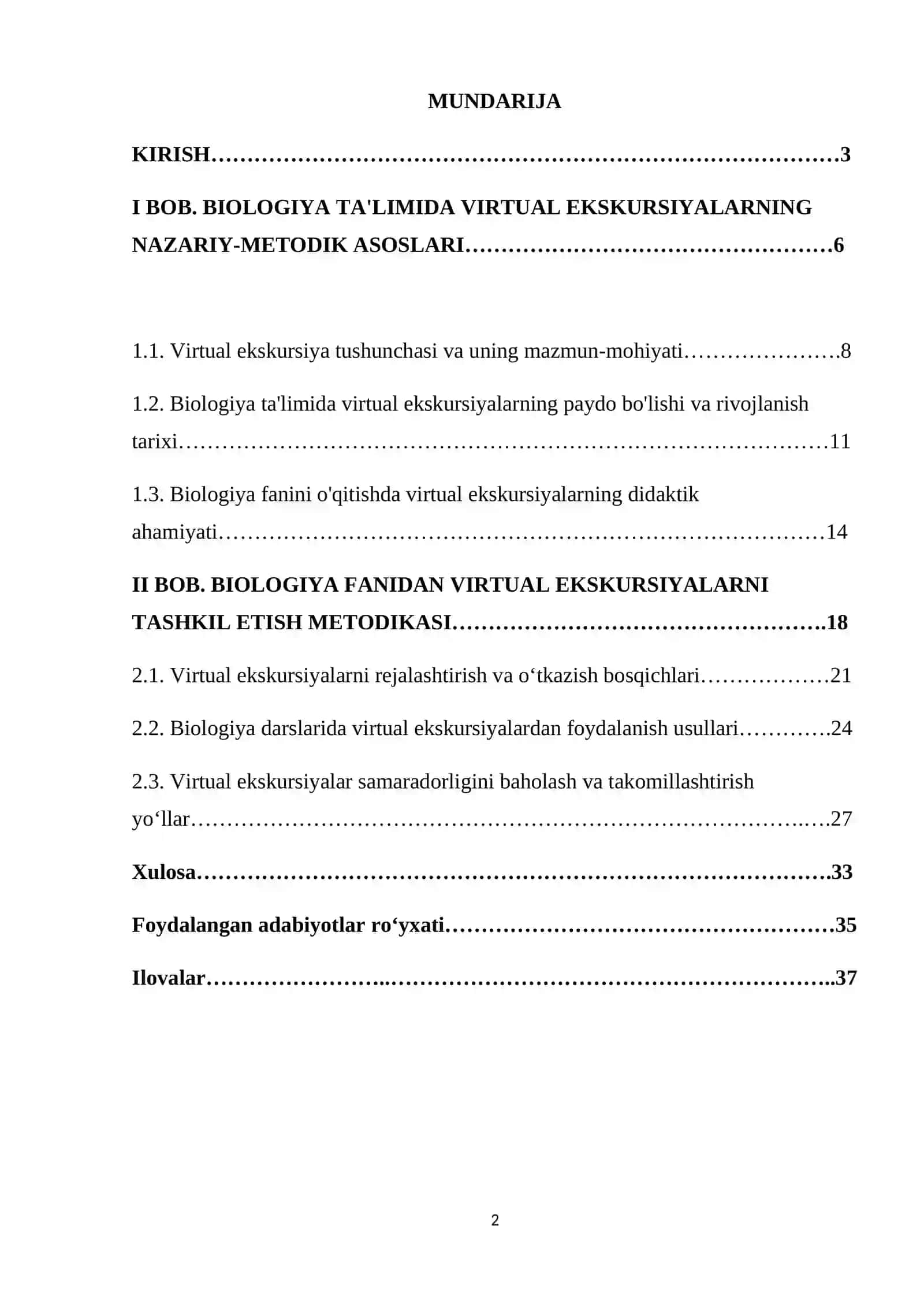 BIOLOGIYA FANIDAN VIRTUAL EKSKURSIYALAR KURS ISHI 2