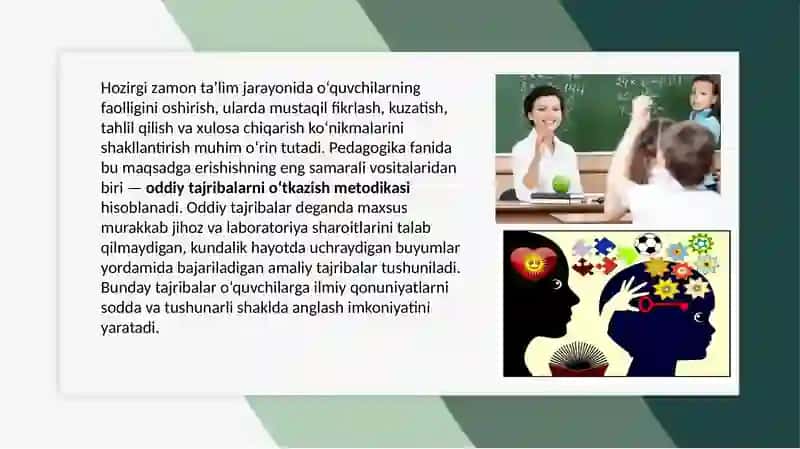 Oddiy tajribalarni o‘tkazish metodikasi 2