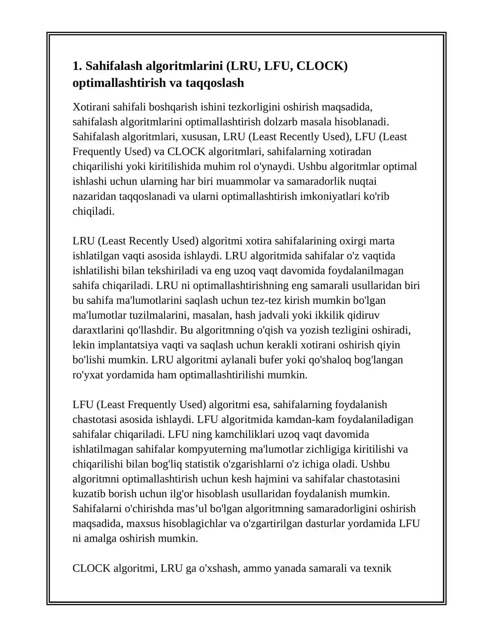 XOTIRANI SAHIFALI BOSHQARISH ISHI TEZKORLIGINI OSHIRISH 2