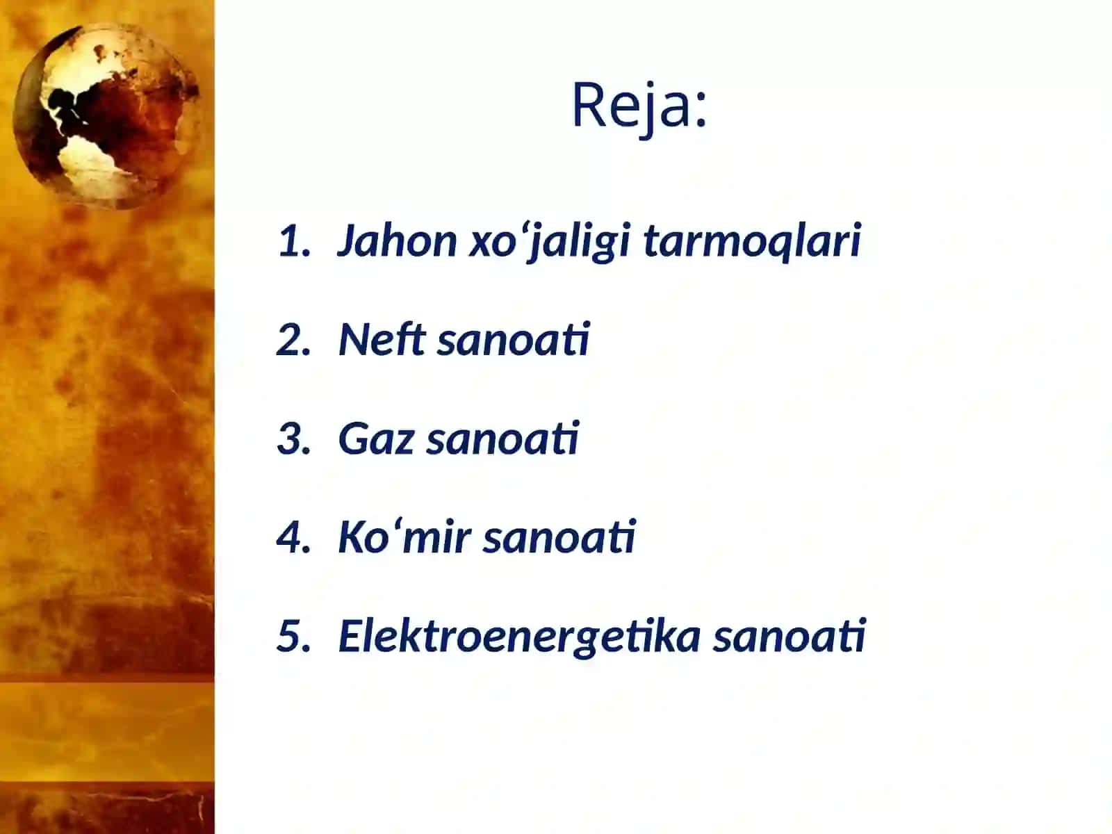 Jahon xo‘jaligi tarmoqlari geografiyasi 2