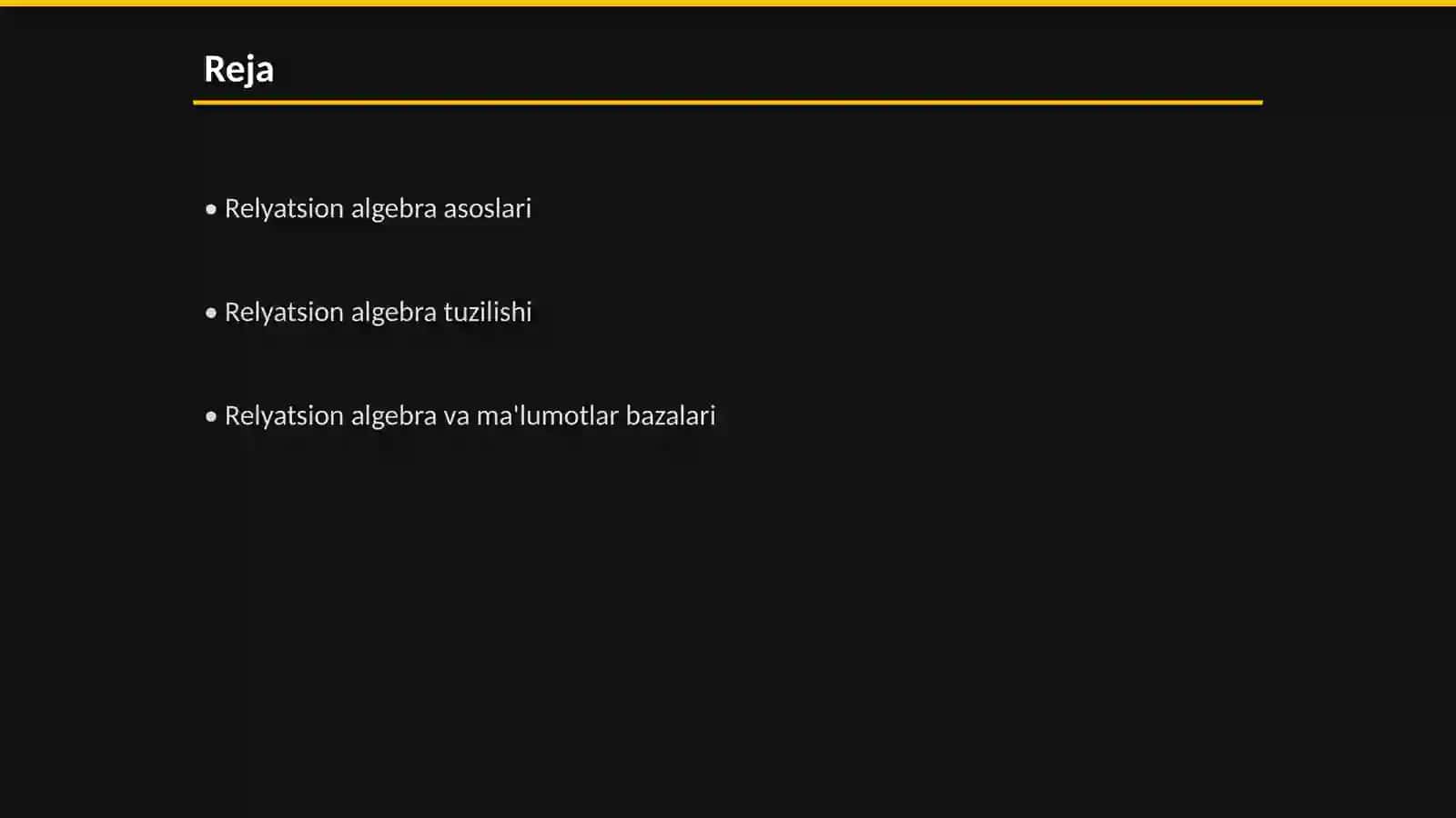 Relyatsion algebra va uning amaliy qo‘llanilishi 2