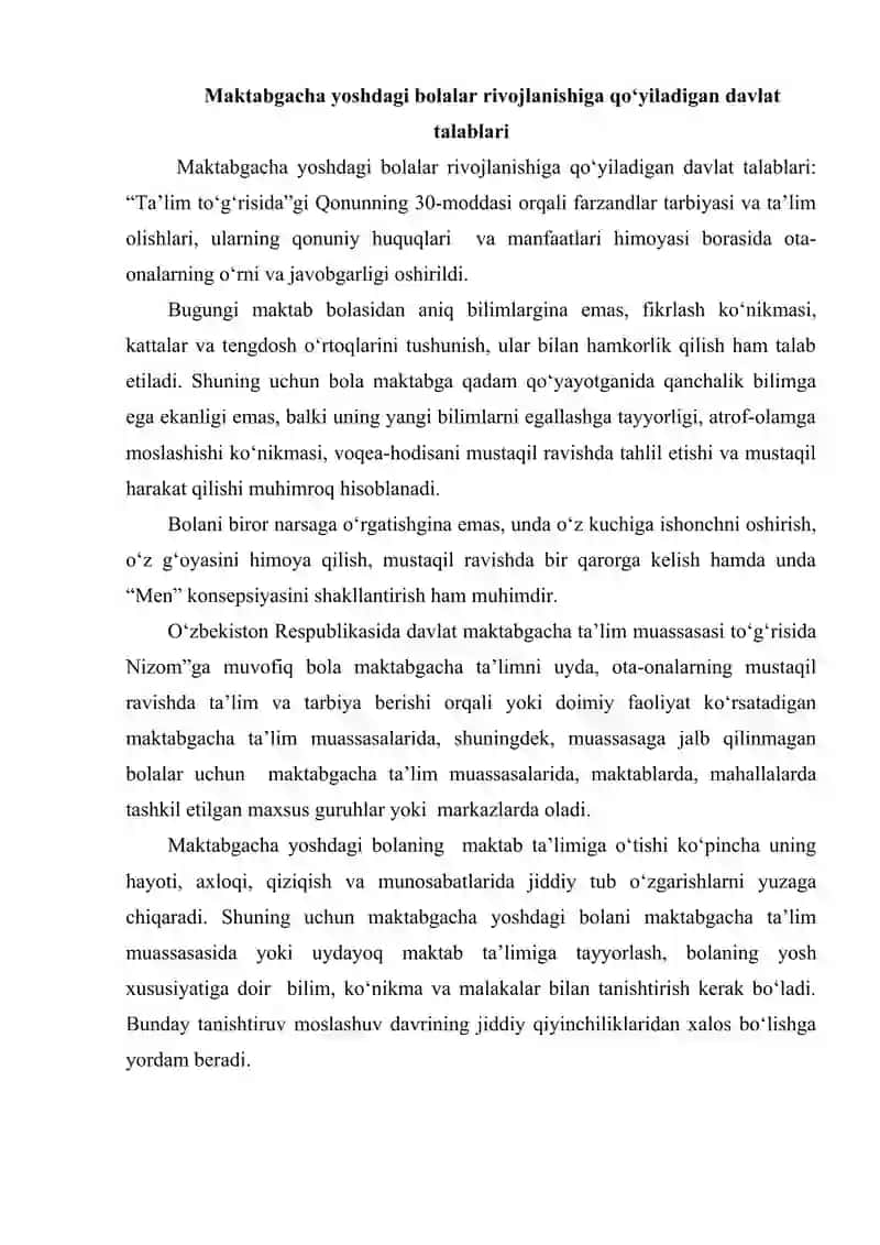 Maktabgacha ta'limga oid internet yangiliklari 2