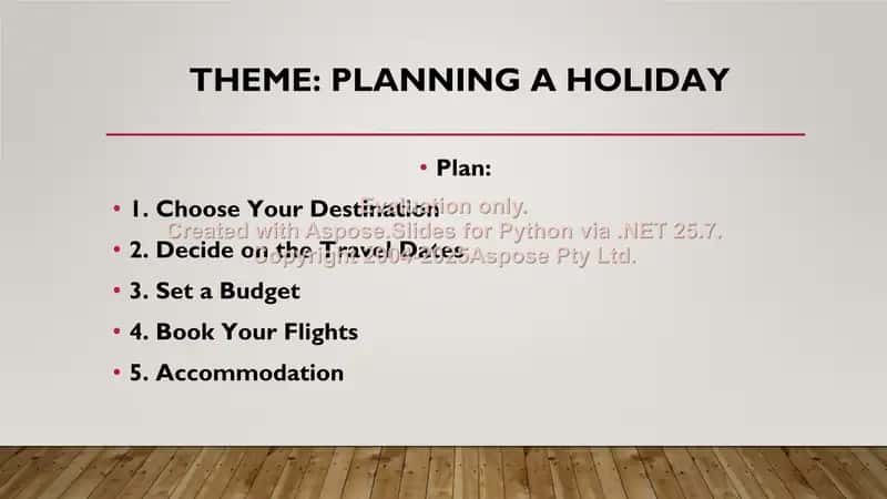 Planning a holiday 2