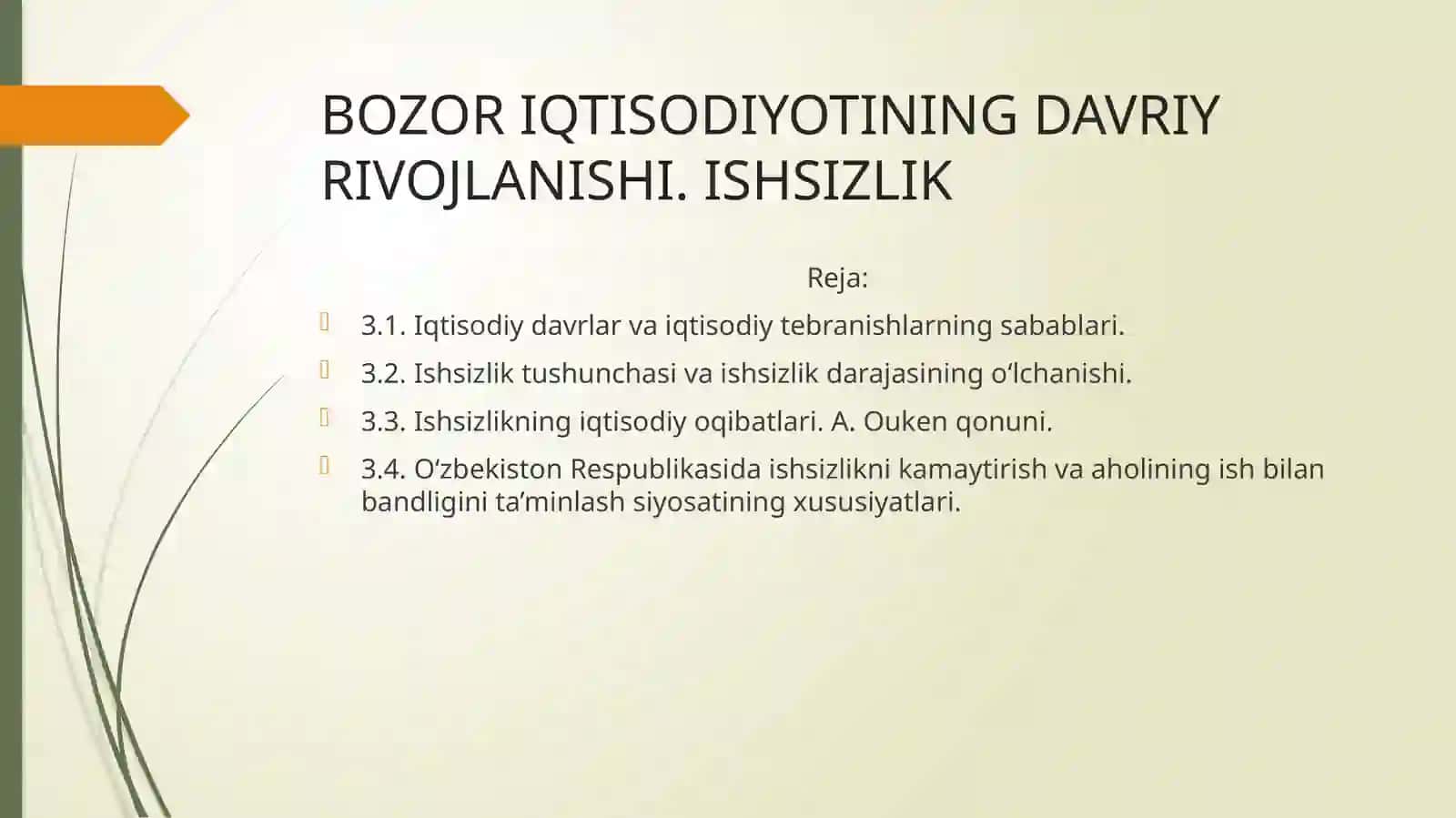Bozor iqtisodiyotining davriy rivojlanishi . Ishsizlik 2