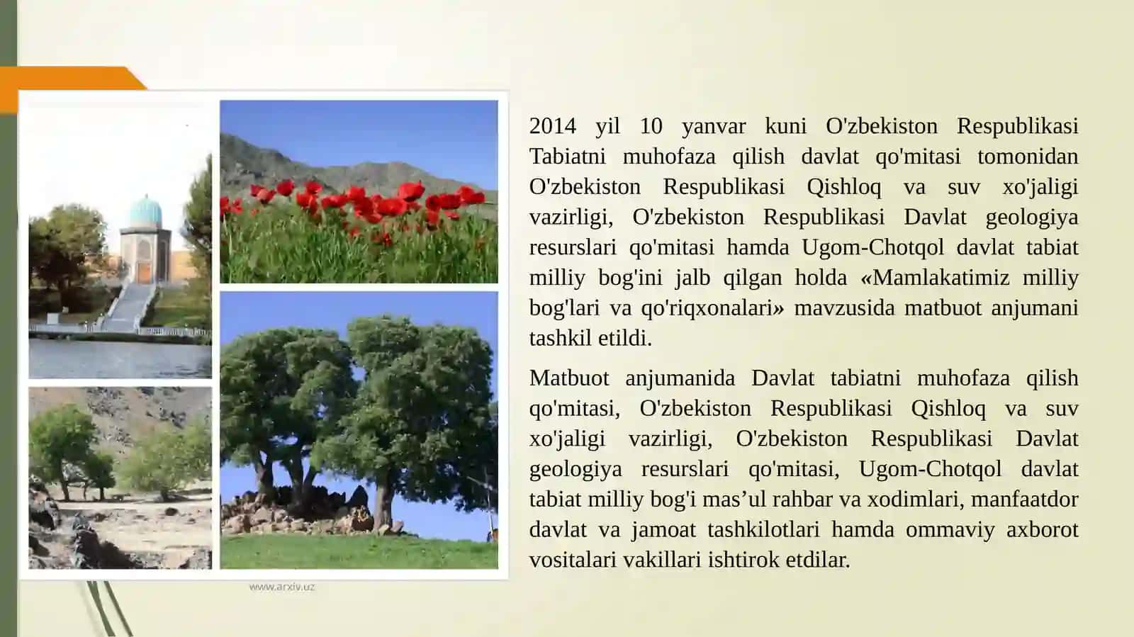 Mamlakatimiz milliy bog'lari va qo'riqxonalari 2