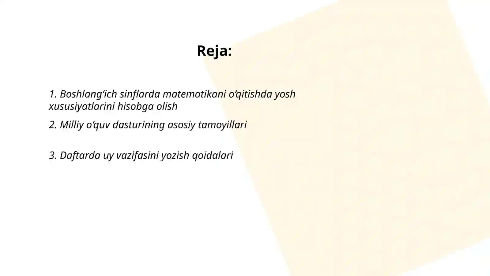 Boshlangʻich sinflarda matematika oʻqitishning umumiy masalalari 2