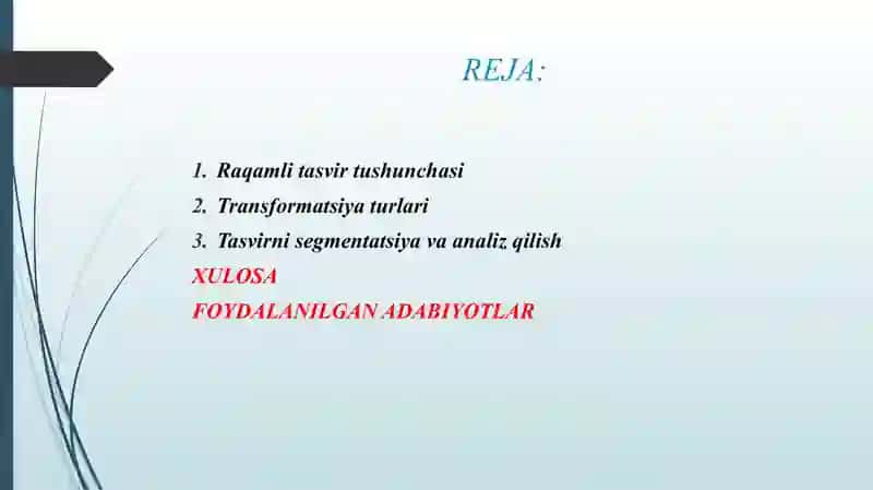 RAQAMLI TASVIRLARNI TRANSFORMATSIYALASH 2