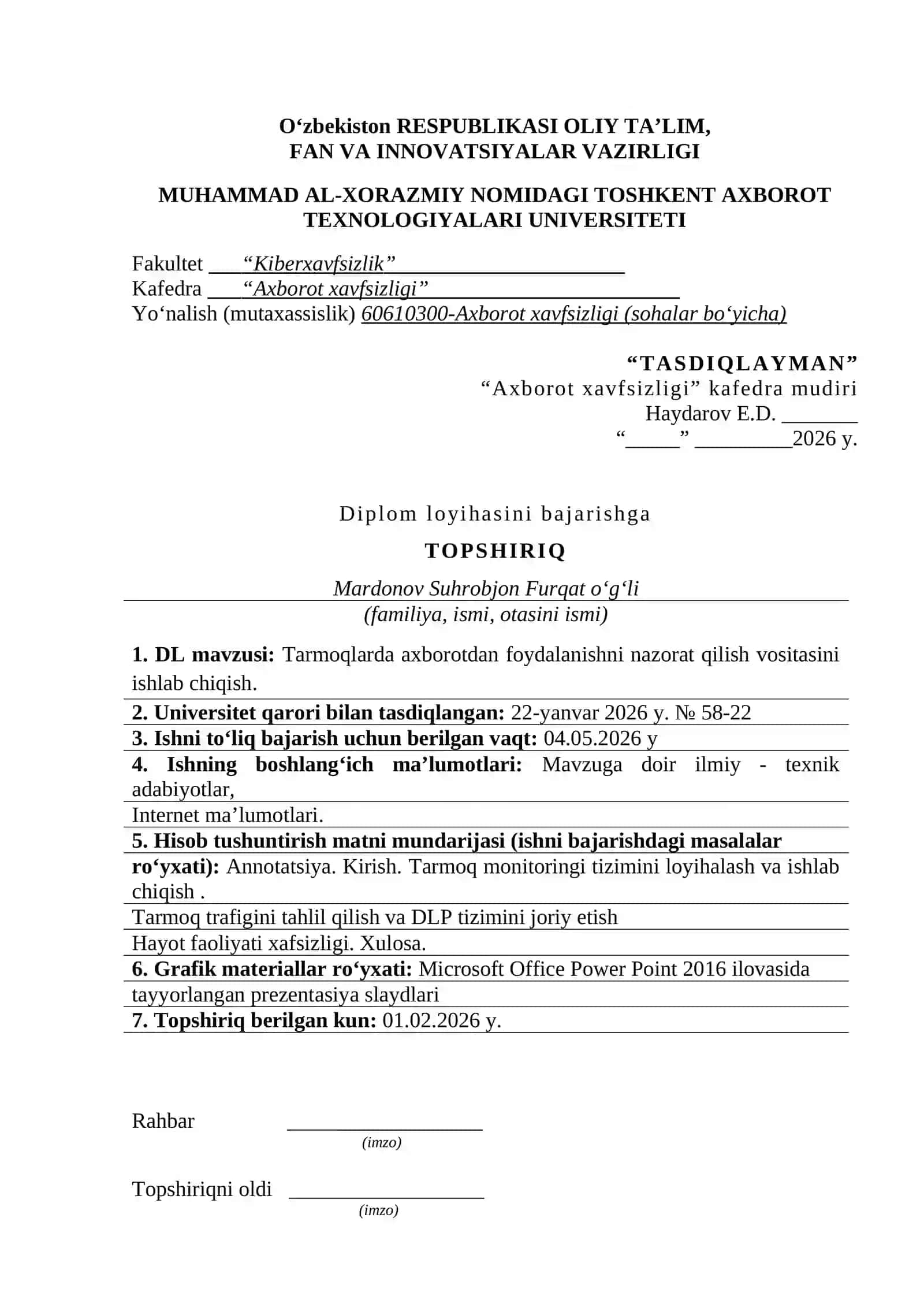 Tarmoqlarda axborotdan foydalanishni nazorat qilish 2