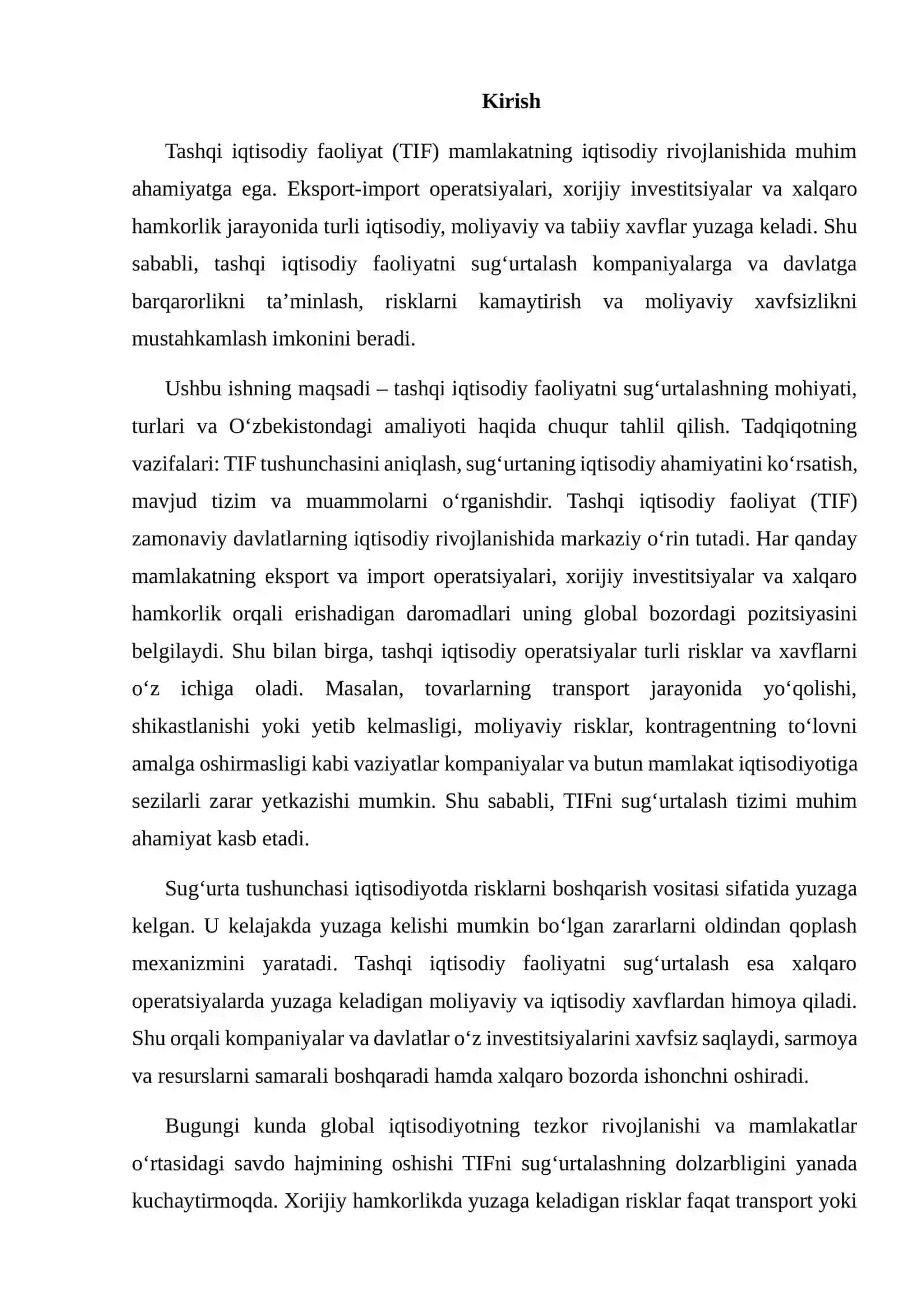 Tashqi Iqtisodiy Faoliyatni Sug‘urtalash 2