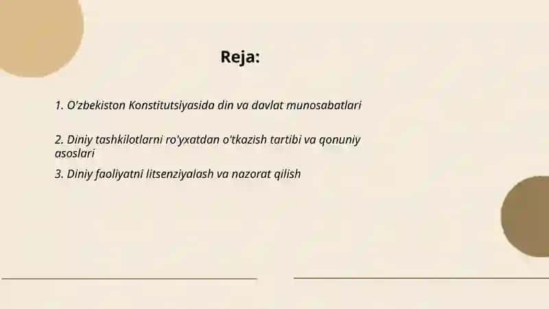 O'zbekistonda davlat va din tog'risidagi qonun va hujjatlar 2