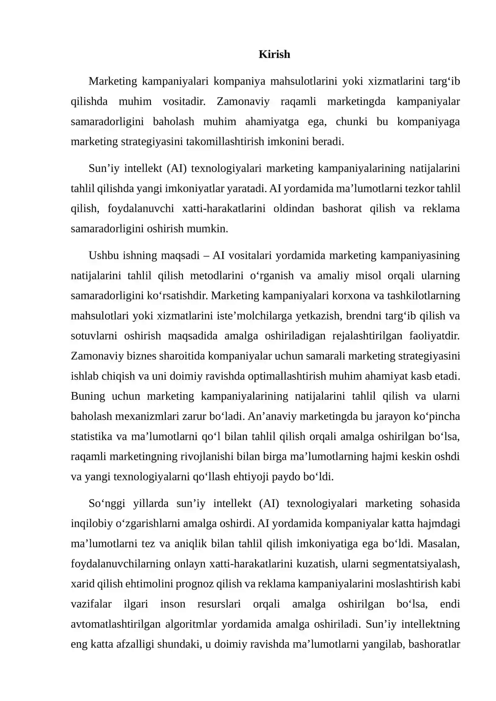 AI YORDAMIDA MARKETING KAMPANIYASI NATIJALARINI TAHLIL QILISH 2