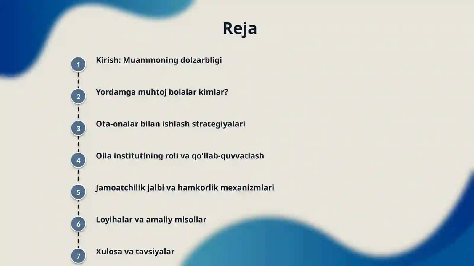 Yordamga muhtoj bòlgan bolalarni talim tizimiga jalb etishda ota onalar oila va jamoatjilik bilan ishlash 2