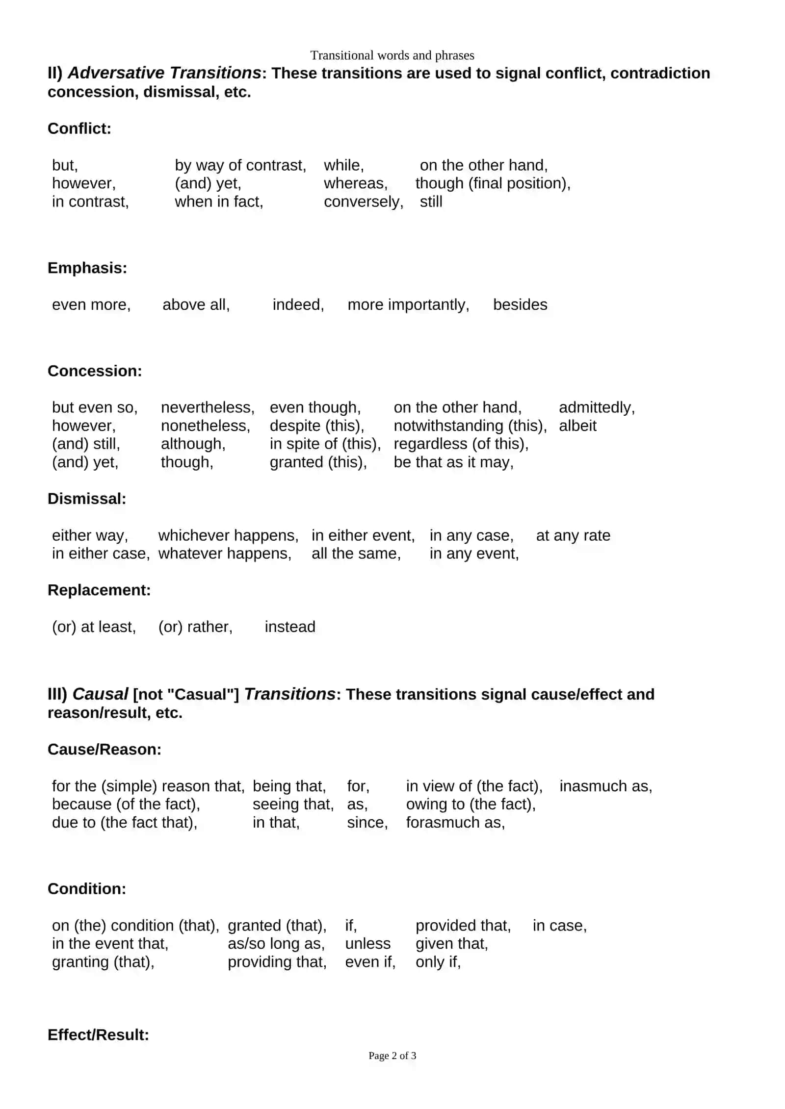 Transitional words and phrases 2