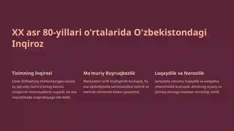 O'zbekiston Mustaqillikka Erishish Arafasida: Ijtimoiy-Siyosiy va Iqtisodiy Ahvol 2