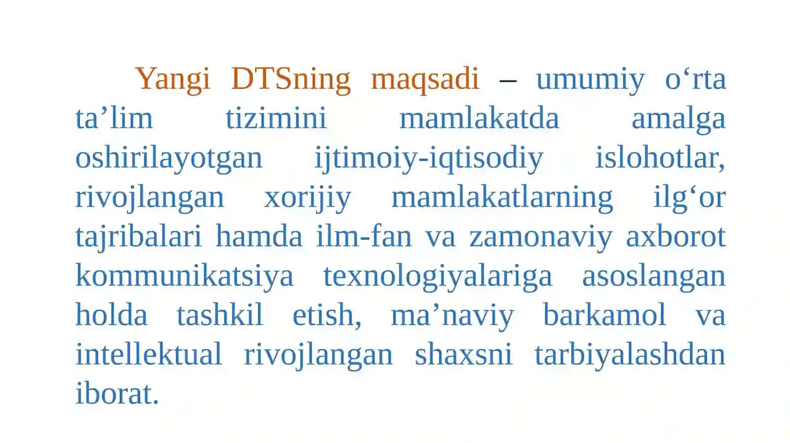 Ona tili fani boʻyicha uzluksiz ta’limning DTS va oʻquv dasturlari mazmuni 2