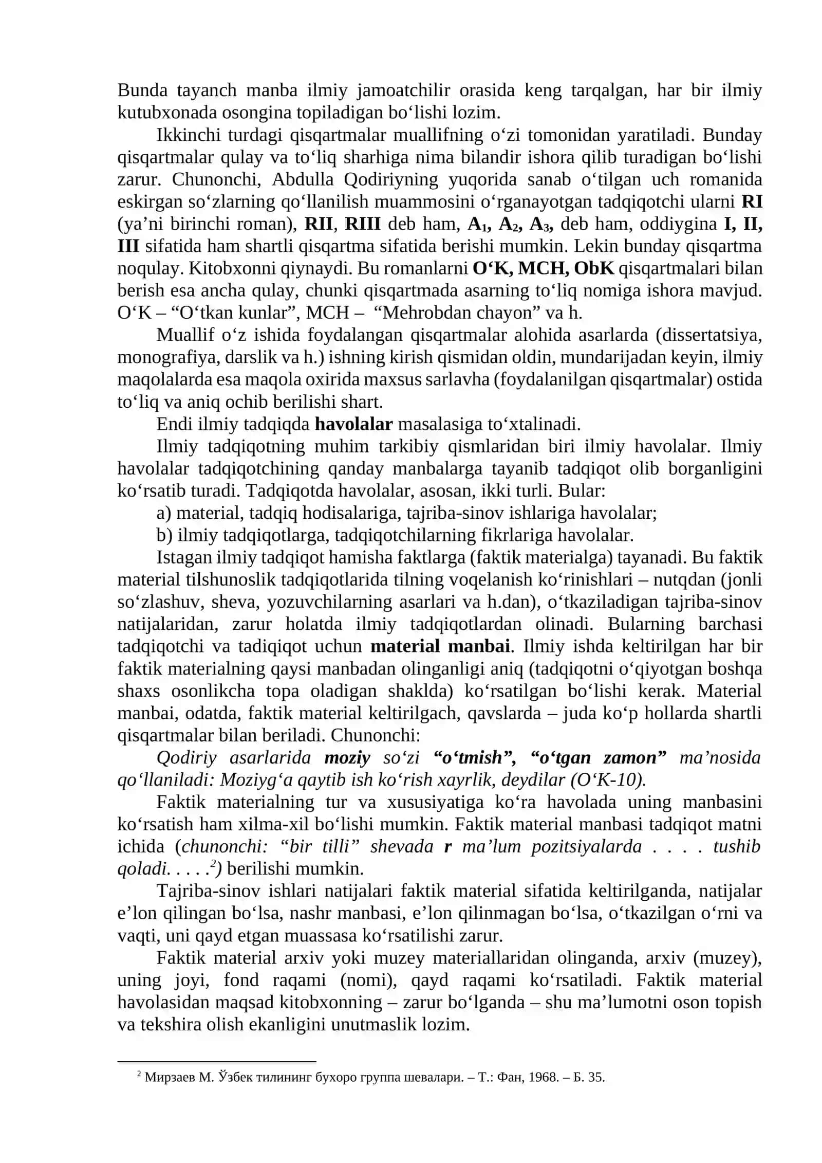 ILMIY TADQIQOTDA QISQARTMA, HAVOLA VA BIBLIOGRAFIK MA’LUMOTLARNI BERISH 2