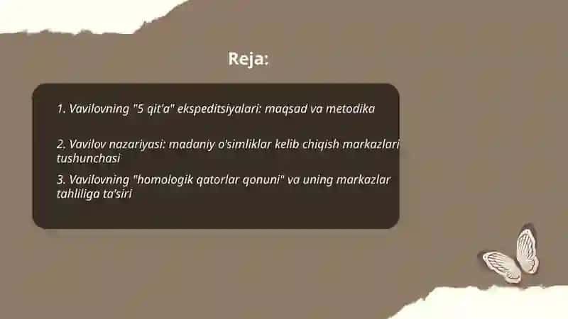 Vavilovning 5 qit'a ishlarini o'rganish va madaniy o'simliklar kelib chiqish markazlarini tahlil qilish 2
