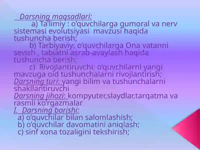Tirik organizm lardao’z-o’zini idora etish organlari: Gumoral va nerv sistemasi evolutsiyasi 2