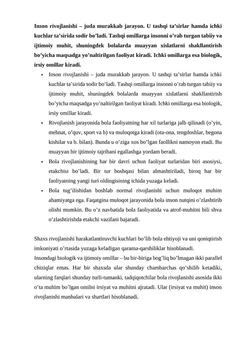 BOLA SHAXSNING RIVOJLANISHIGA TA’SIR ETUVCHI OMILLAR 2