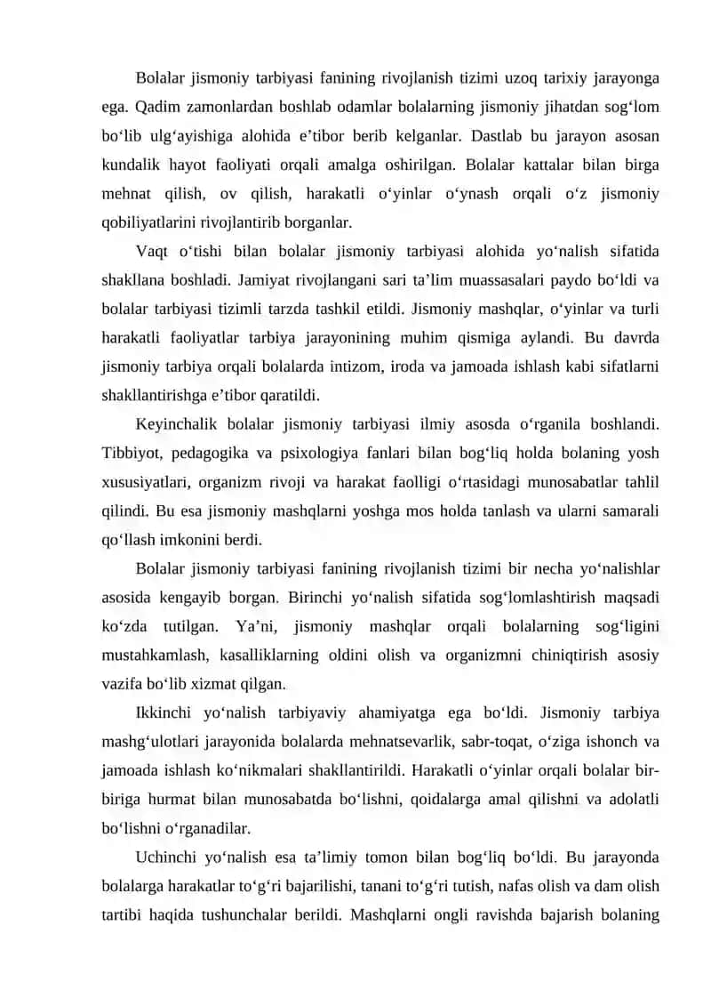 Bolalar jiamoniy tarbiyasi fanining rivojlanish tizimi 2