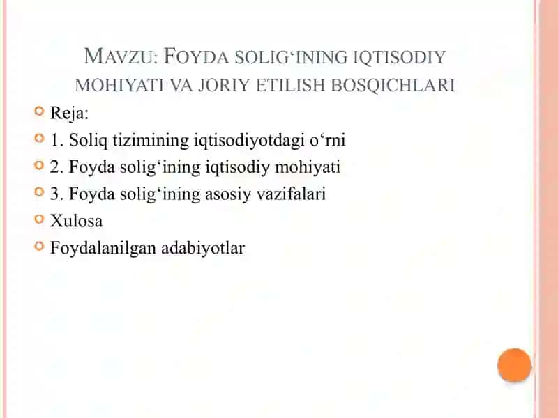 Foyda solig‘ining iqtisodiy mohiyati va joriy etilish bosqichlari 2