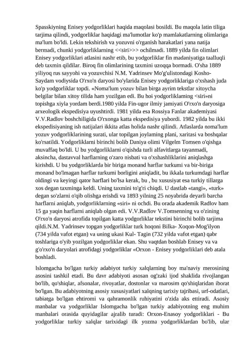 Qadimgi turkiy yodgorliklar bo’yicha O’zbekistonda yaratilgan ilmiy asarlarning bibliografiyasini tuzish 2
