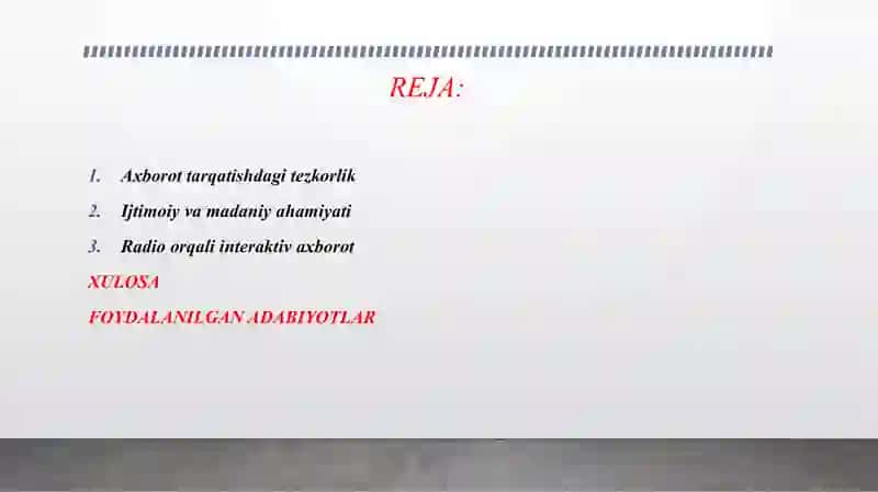 RADIO TEZKOR XABAR BERISH VA AXBOROT TARQATISH VOSITASI 2