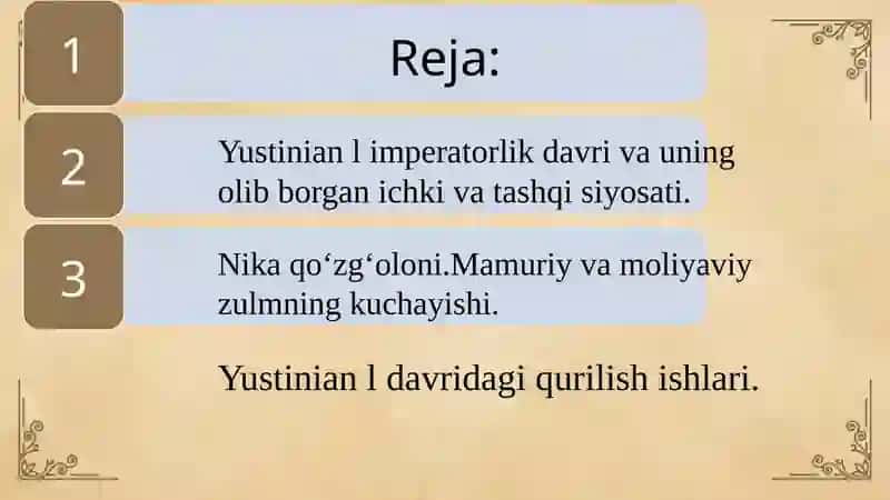 Yustinian 1 imperatorligi davrida vizantiya 2