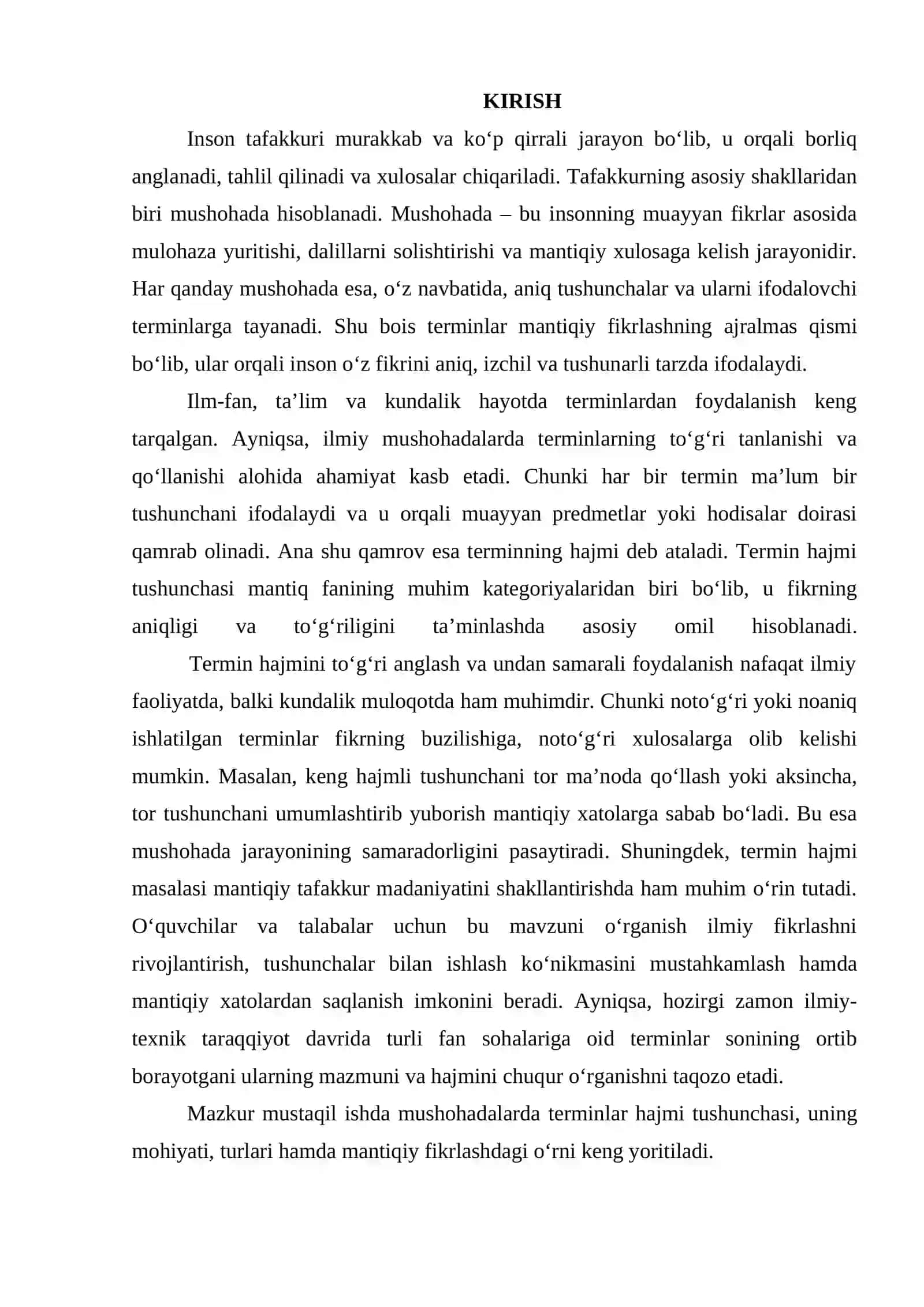 Mushohadalarda terminlar hajm 2