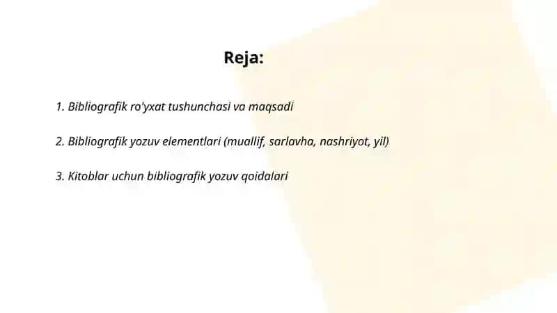 Bibliografik ro'yxat va qoidalari 2