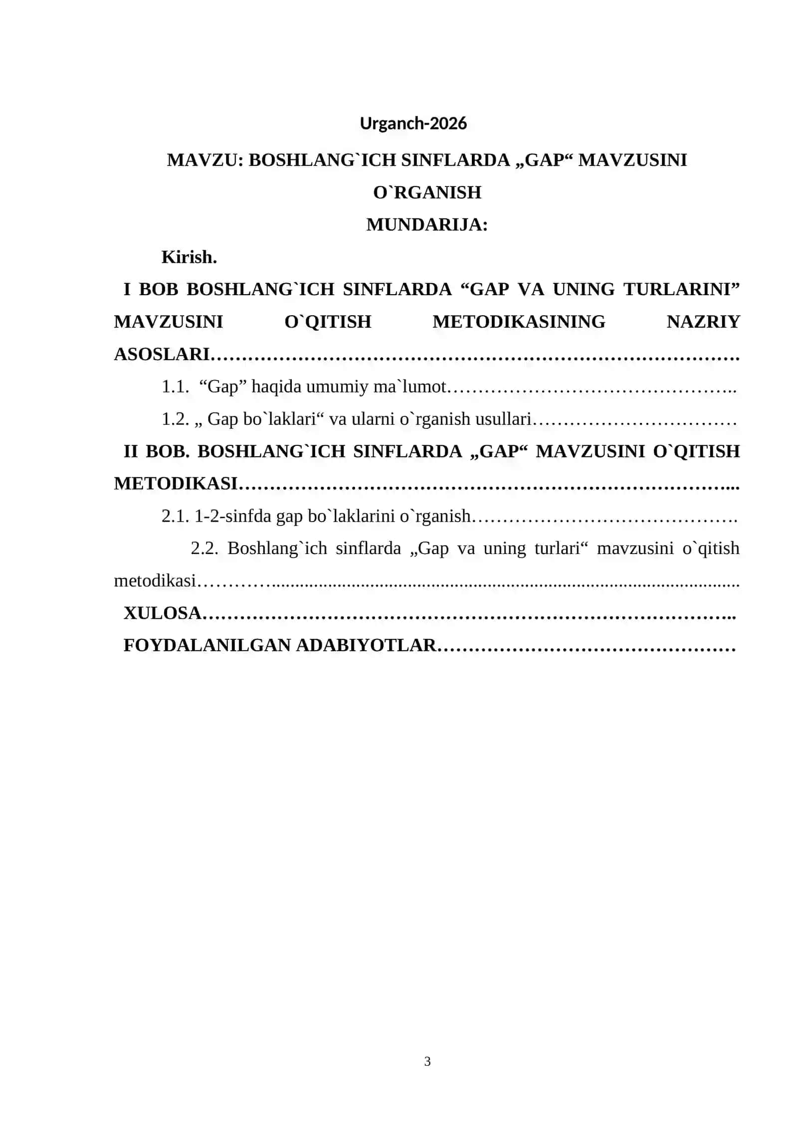 BOSHLANG`ICH SINFLARDA „GAP“ MAVZUSINI O`RGANISH 2
