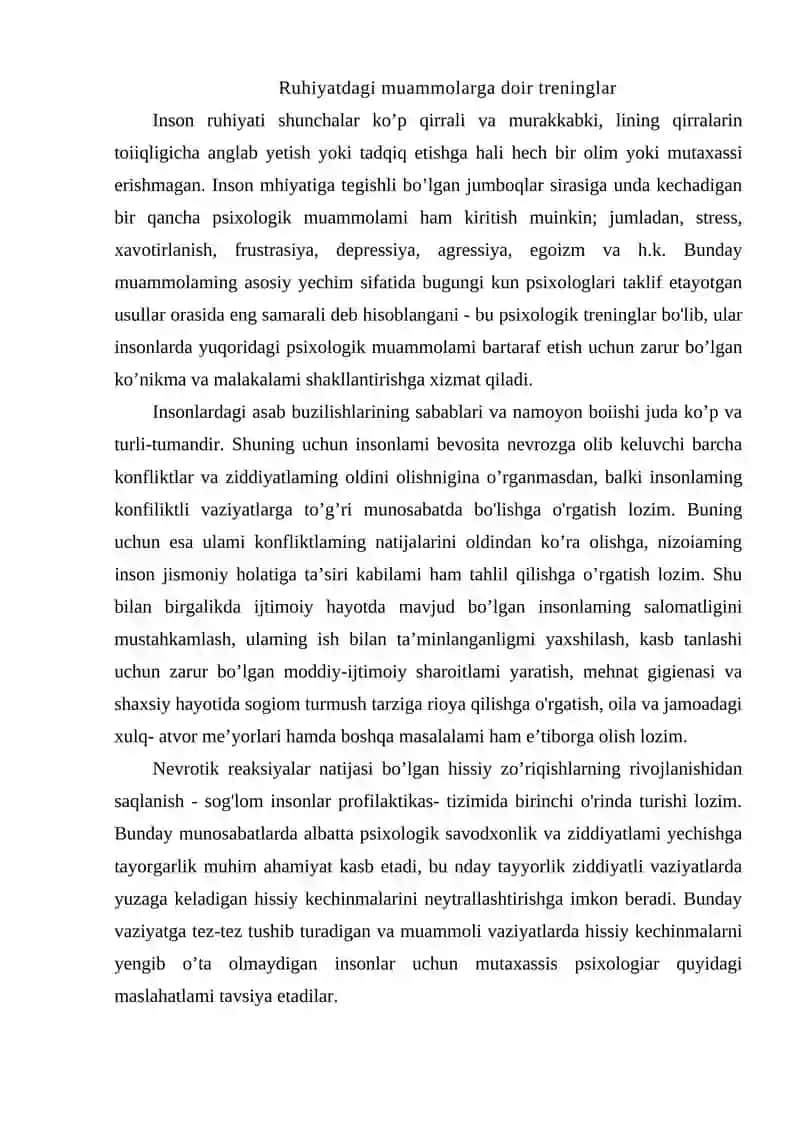 STRESSNI KAMAYTIRUVCHI PSIXOLOGIK TRENING TEXNIKALARI 2