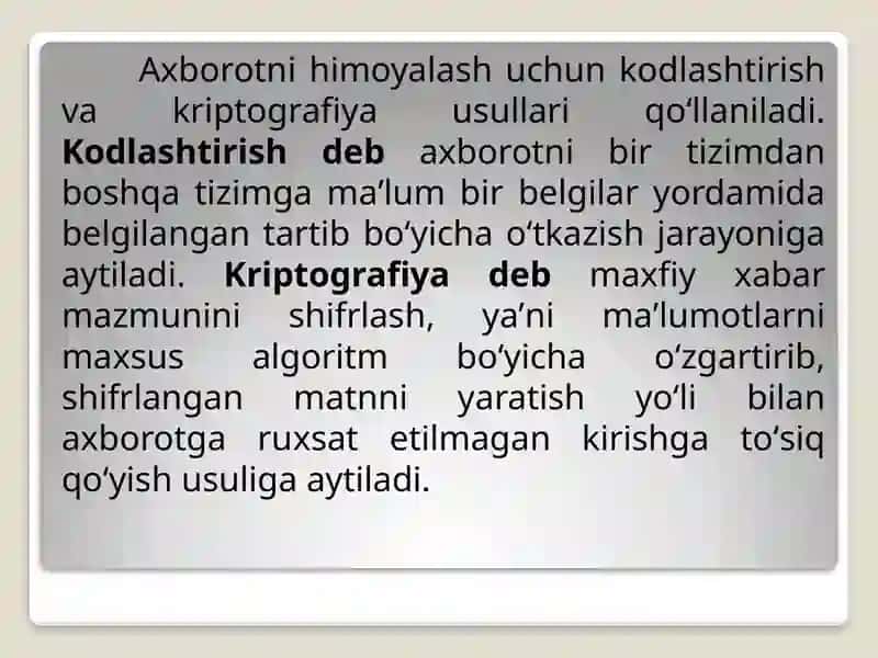 AXBOROTNI HIMOYALASHNING KRIPTOGRAFIK USULLARI 2