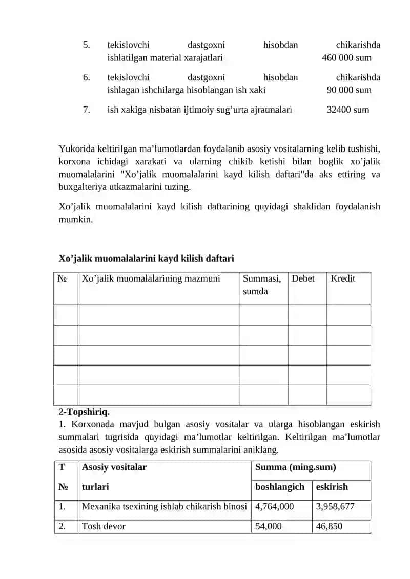 MAVZU. ASOSIY VOSITALAR VA NOMODDIY AKTIVLAR HISOBI 2