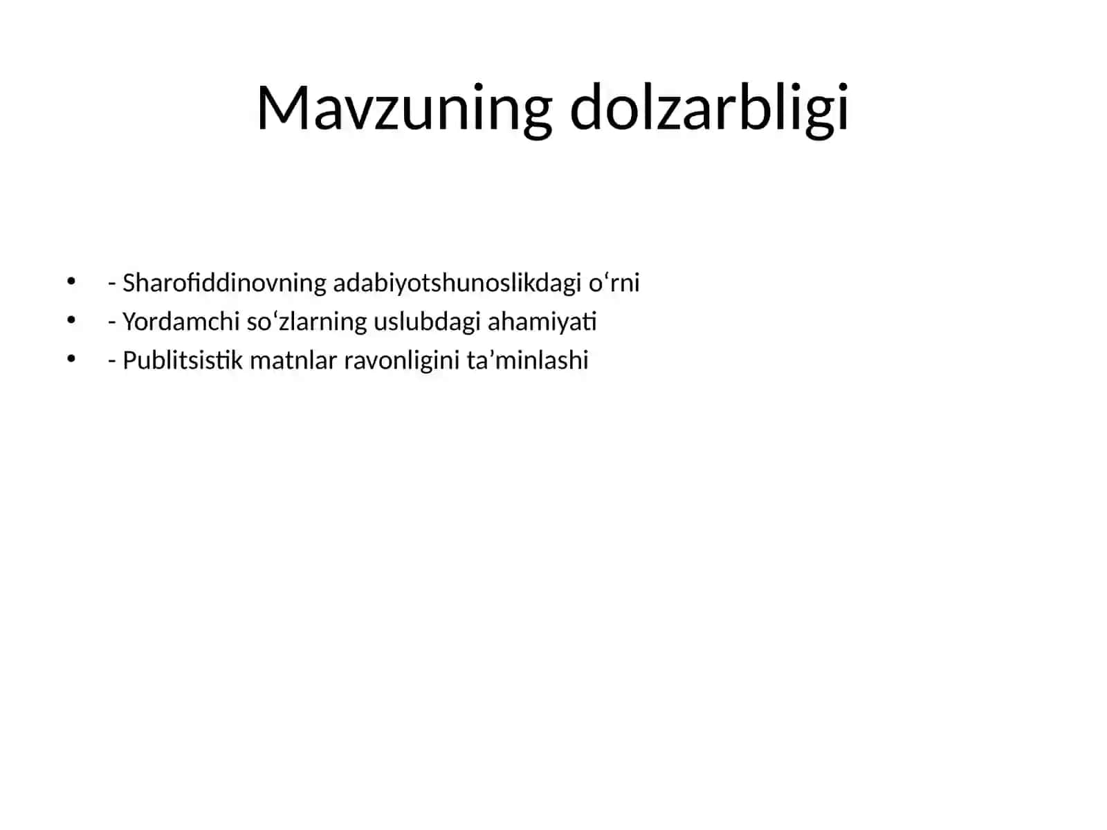 Ozod Sharofiddinov maqolalarida yordamchi so‘zlar uslubiyati 2