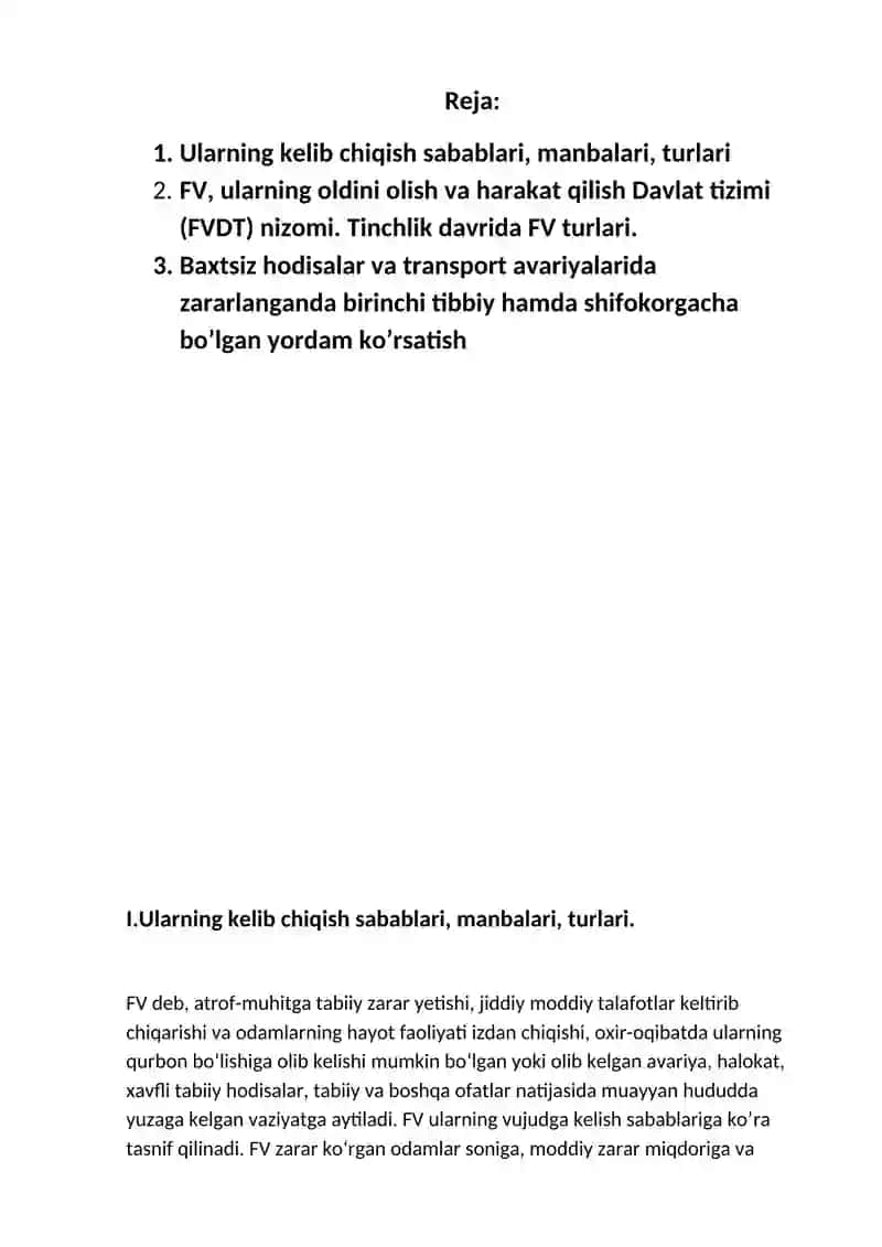 Favqulodda holatlar va unda tibbiy xodim chora tadbirlari 2