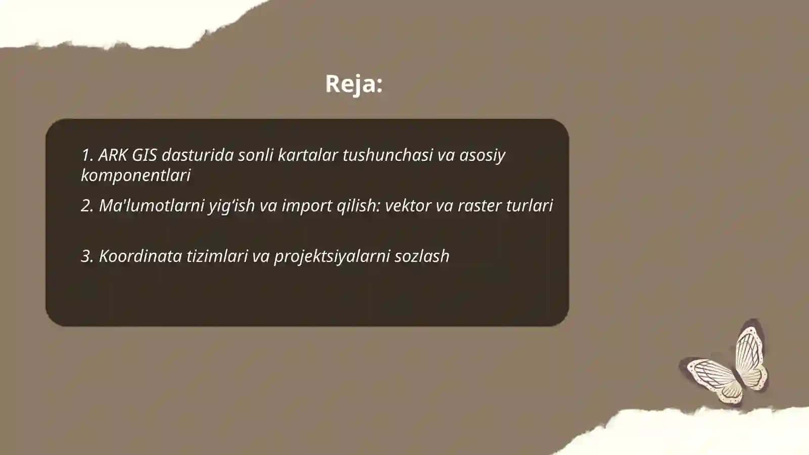 ARK GIS dasturida sonli kartalarning modelini yaratish 2