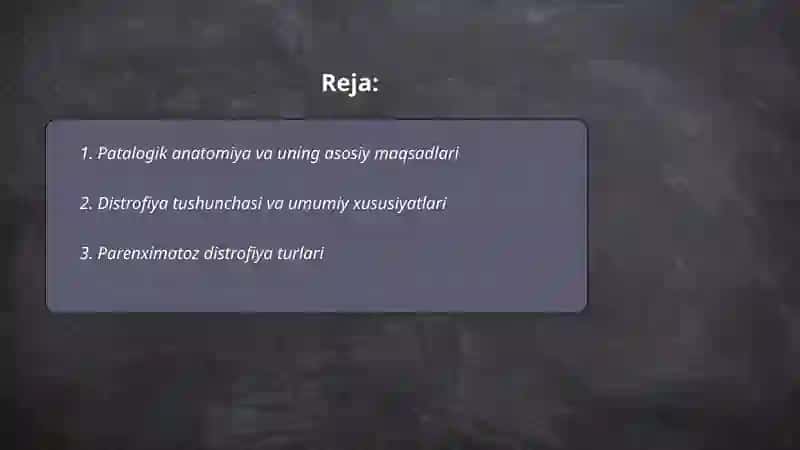 Patalogik anatomiya moduliga kirish distrofiya parenximatoz oqsilli distrofiya bolalarda oziga xos xususiyati 2